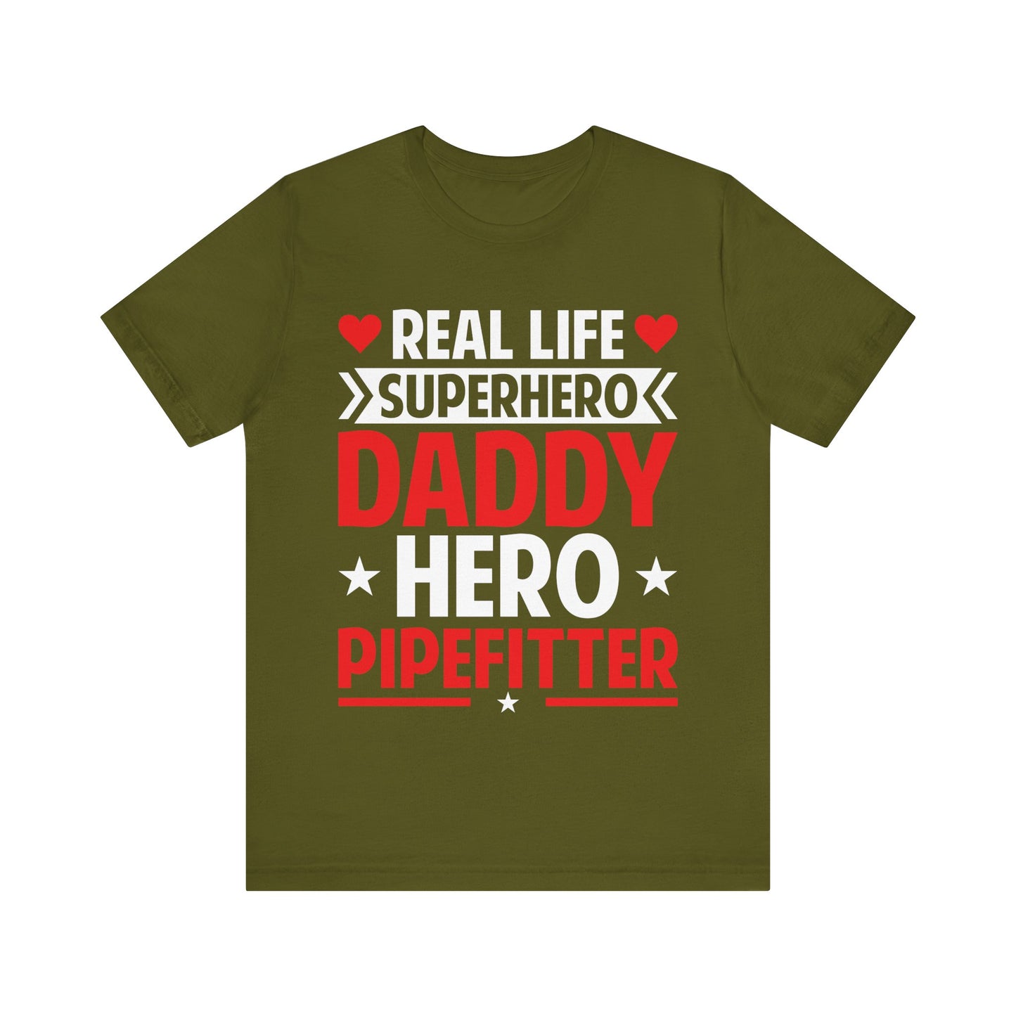 Real Life Superhero Pipefitter Daddy T-Shirt – Funny Gift for Pipefitters, Tradesmen & Blue-Collar Dads – Workwear Tee