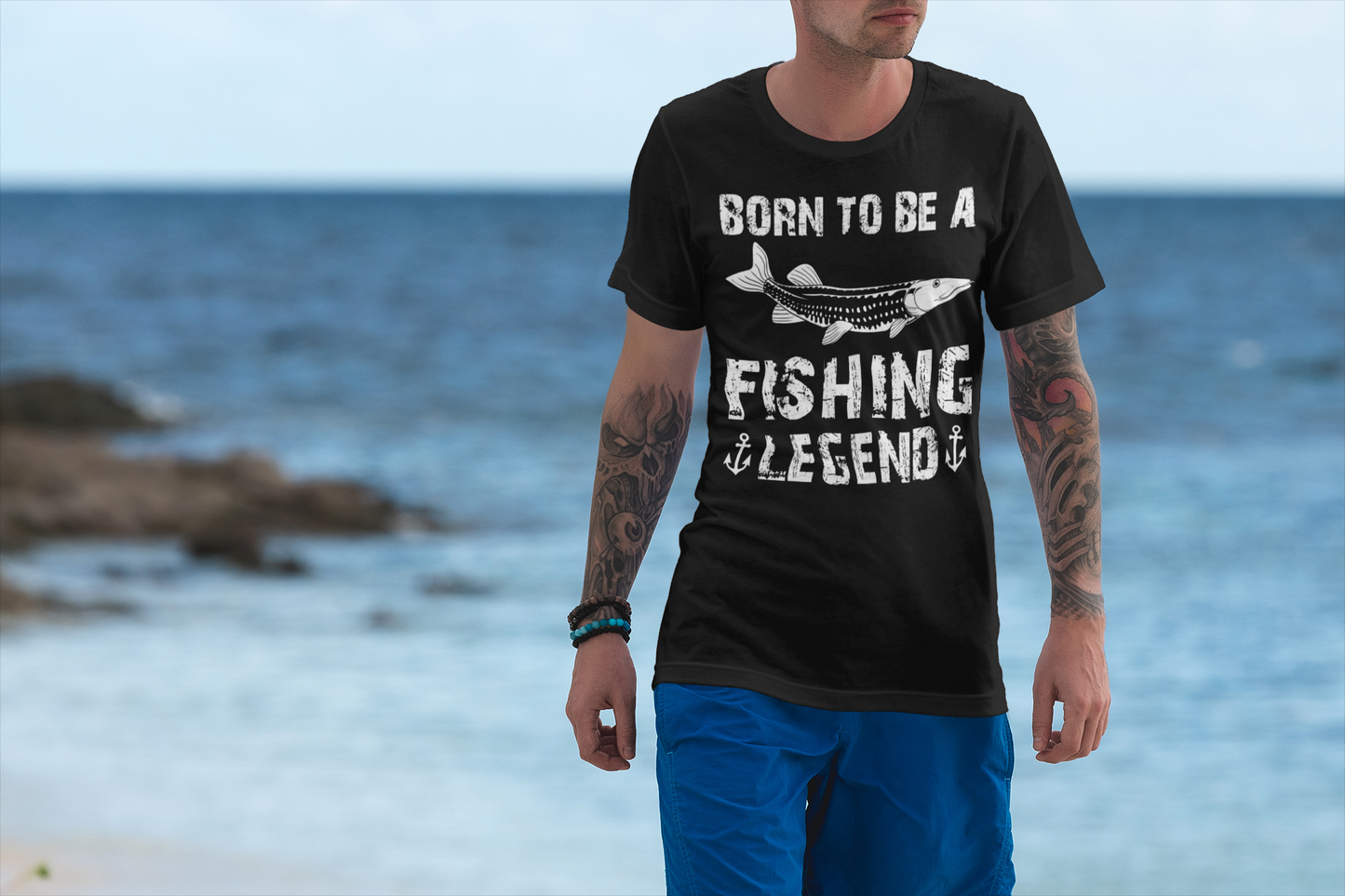 Born to Be a Fishing Legend T-Shirt – Funny Outdoor Graphic Tee for Men, Dads, Anglers & Fishermen