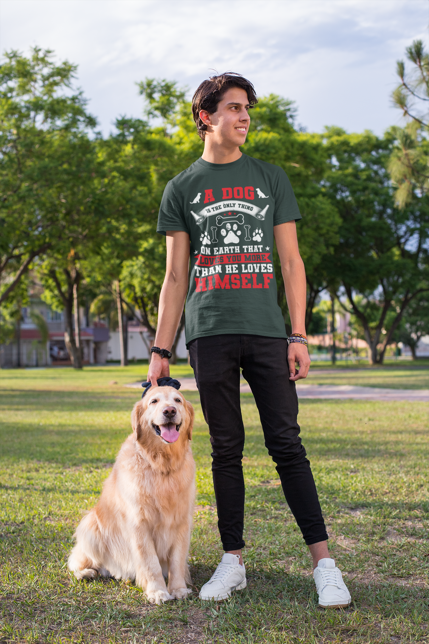 A Dog Is the Only Thing That Loves You More Than He Loves Himself T-Shirt – Inspirational Dog Lover Quote Tee – Gift for Pet Owners