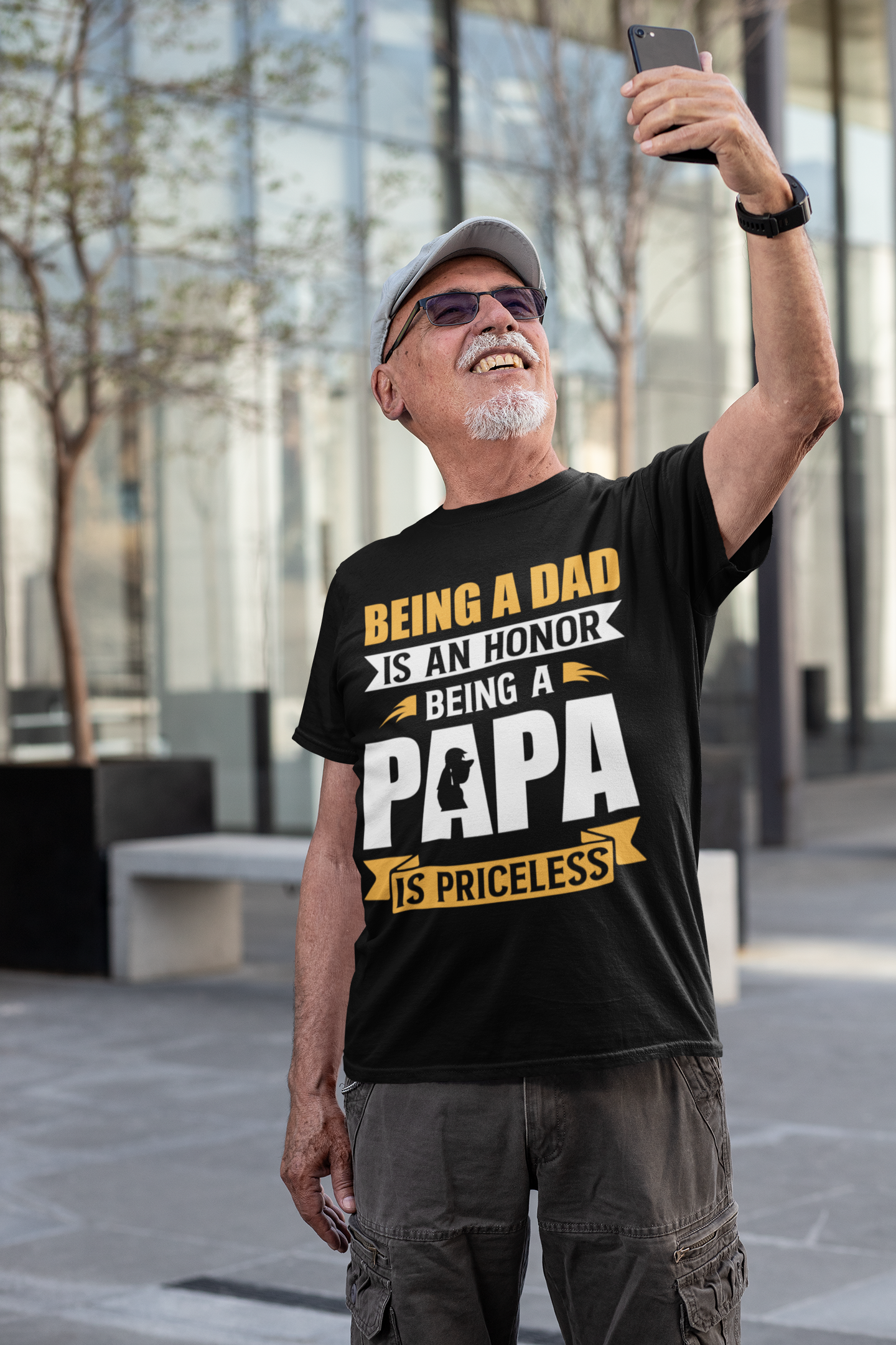 Being a Dad Is an Honor, Being a Papa Is Priceless T-Shirt – Funny Papa Gift Shirt – Bella+Canvas Tee for Father’s Day, Birthday, or Grandpa Appreciation