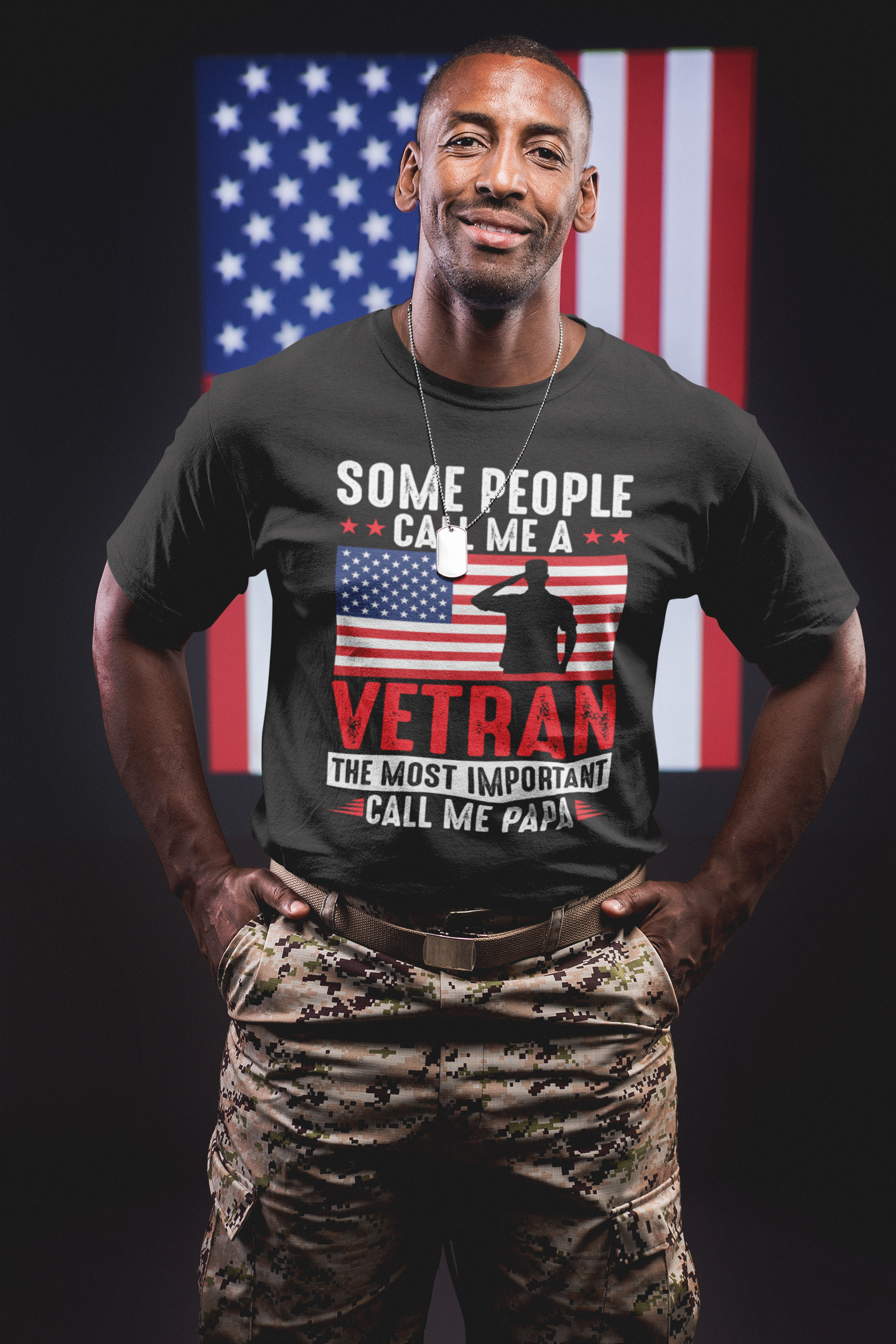 Some People Call Me A Veteran, The Most Important Call Me Papa T-Shirt – Military Grandpa Shirt – Patriotic Gift for Veterans and Proud Papas
