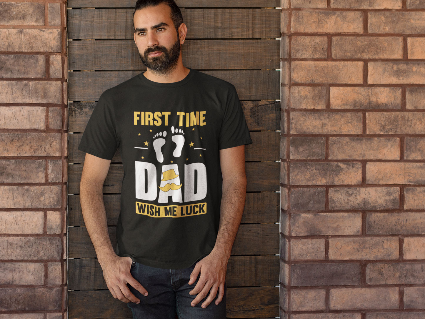 First Time Dad T-Shirt – Funny Expecting Father Gift Shirt – “Wish Me Luck” New Dad Tee – Baby Announcement Shirt for Men