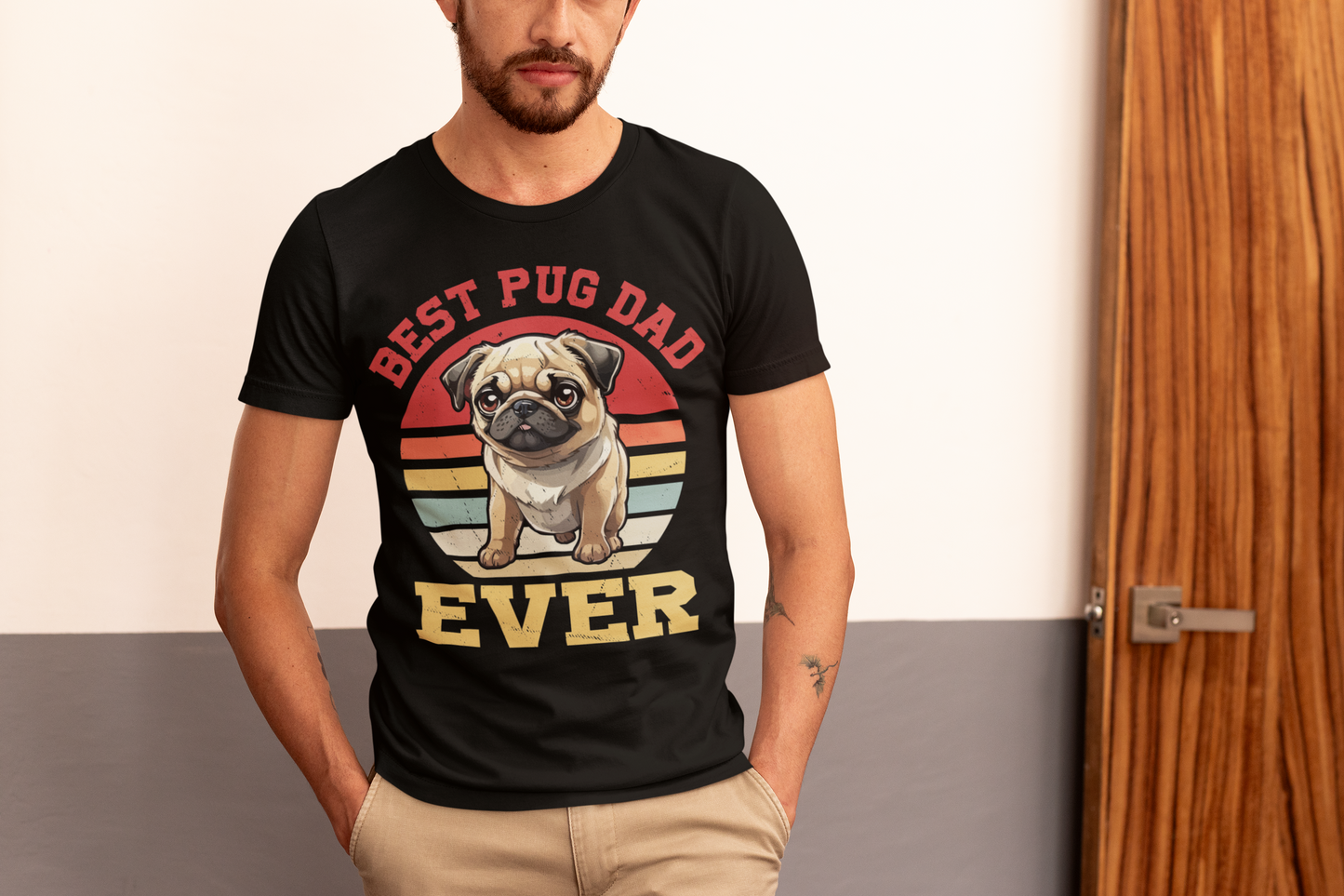 Best Pug Dad Ever T-Shirt – Funny Dog Dad Gift for Pug Lovers – Cute Pug Owner Tee – Father’s Day Pet Shirt