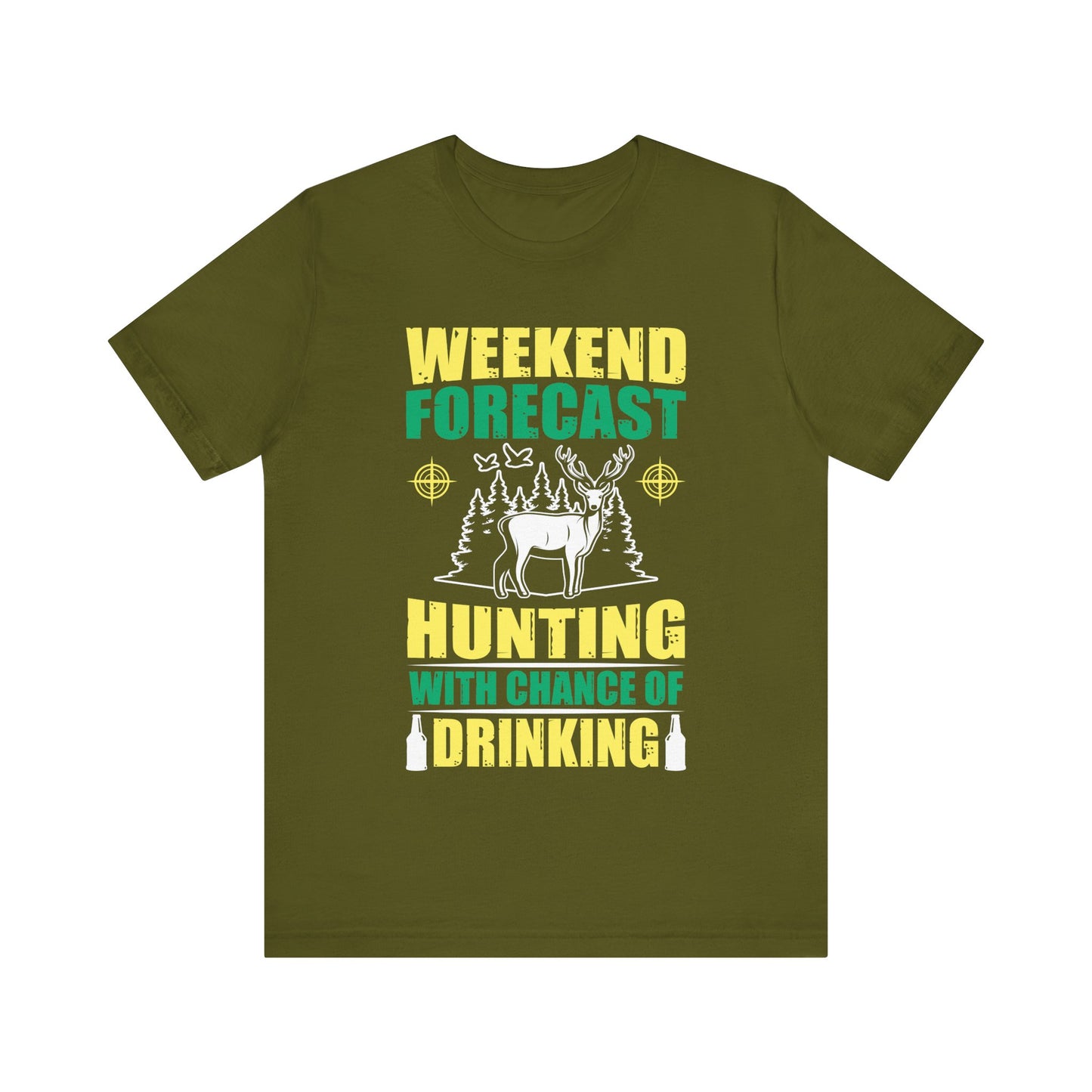 Weekend Forecast Hunting with a Chance of Drinking T-Shirt – Funny Hunting Shirt for Men – Outdoorsman Gift for Camp, Beer & Buck Season